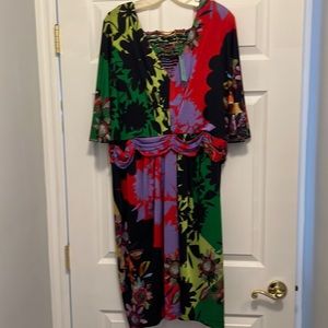 Anthropology Multicolored,back detail, plus size,cocktail length dress.